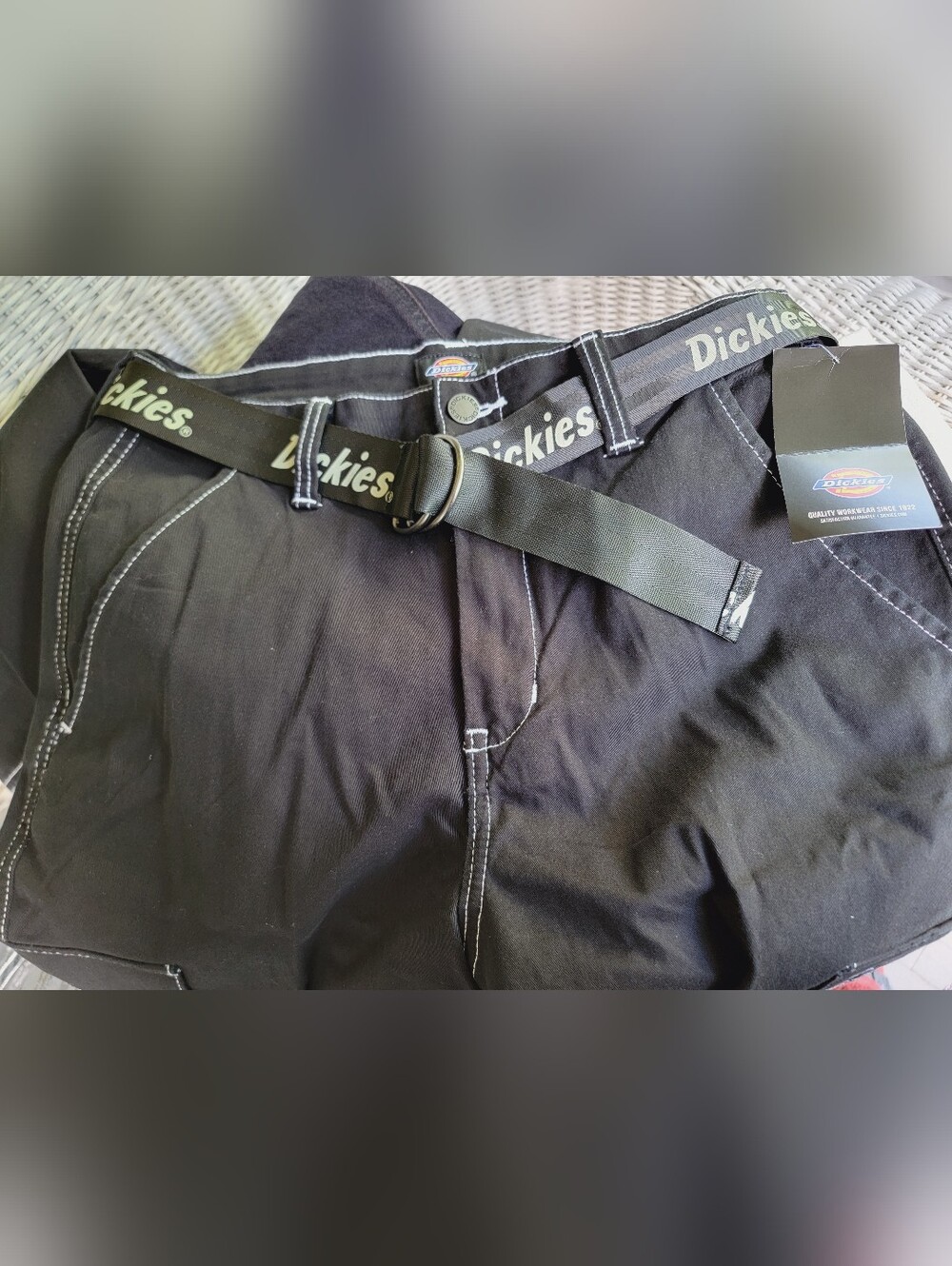 Dickies Black Cargo Pants White Contrast Stitching 90s Y2k Skater Styley Nwt 28 - Picture 13 of 15
